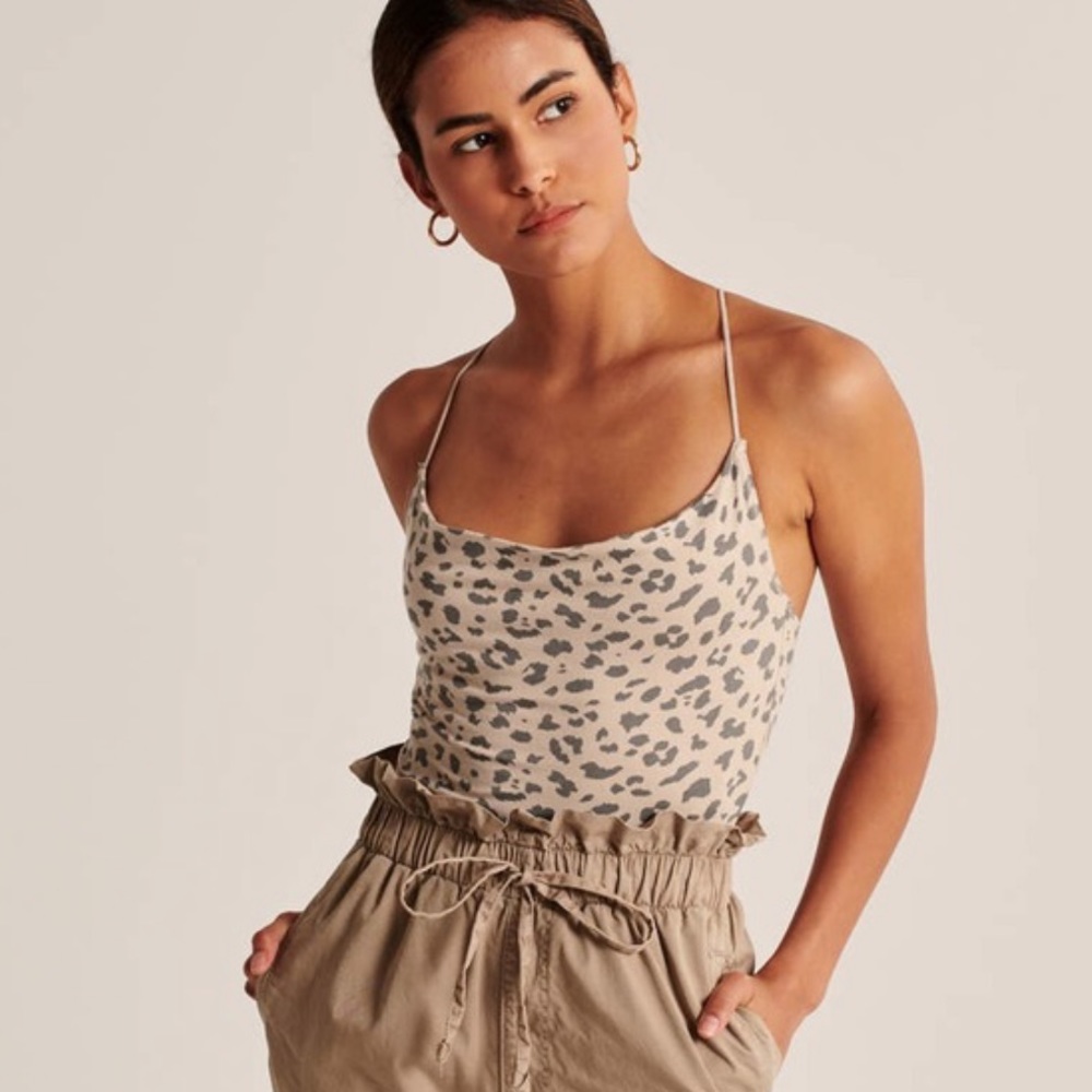 Abercrombie Leopard Cowl Neck Bodysuit